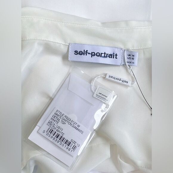 Self-Portrait Chiffon Rhinestone Detail Top size 10 - Picture 13 of 14